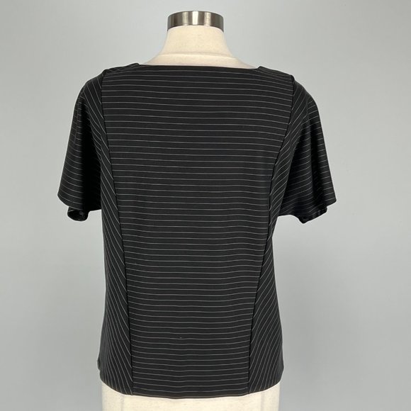 Chicos Womens Short Sleeve Stripe Tee Top Seasonless Ponte Knit Black size Small - Picture 5 of 10